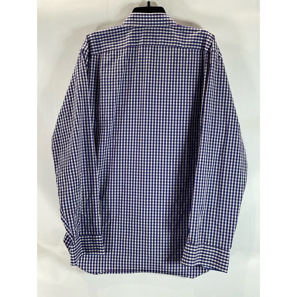 J. CREW Men's Blue Gingham Slim-Fit Performance Button-Up Long-Sleeve Shirt SZXL