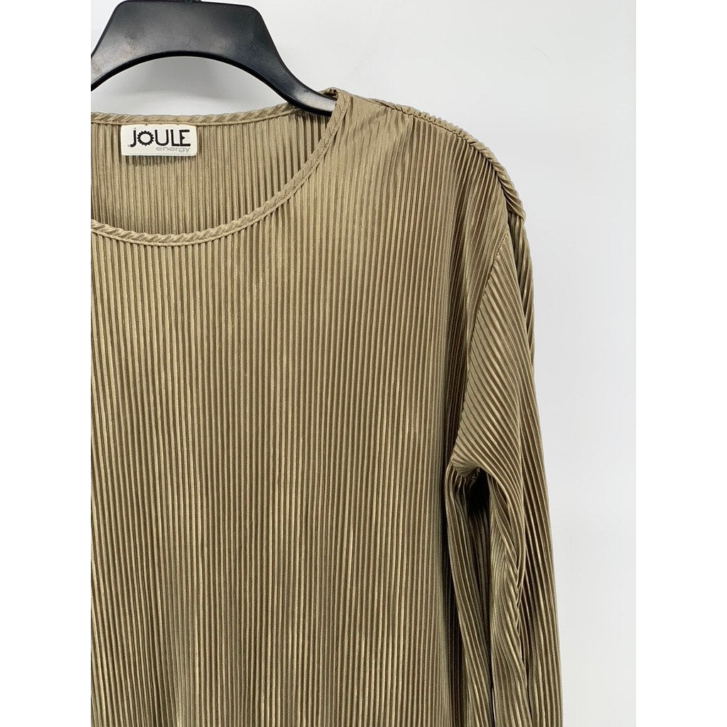 JOULE ENERGY Women's Tan Ribbed Long Sleeve Scoop-Neck Top SZ L