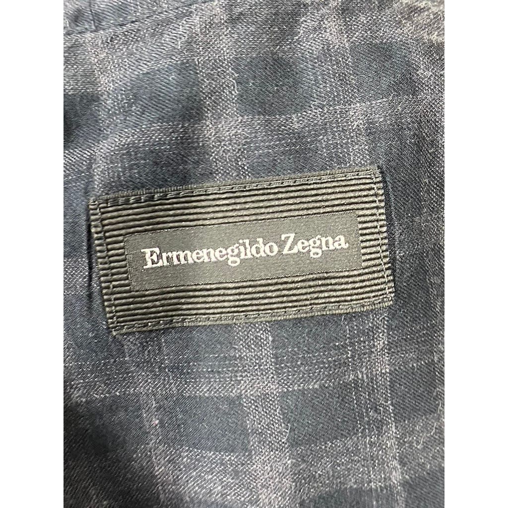 ERMENEGILDO ZEGNA Men's Dark Gray Plaid Classic-Fit Long Sleeve Shirt SZ XL