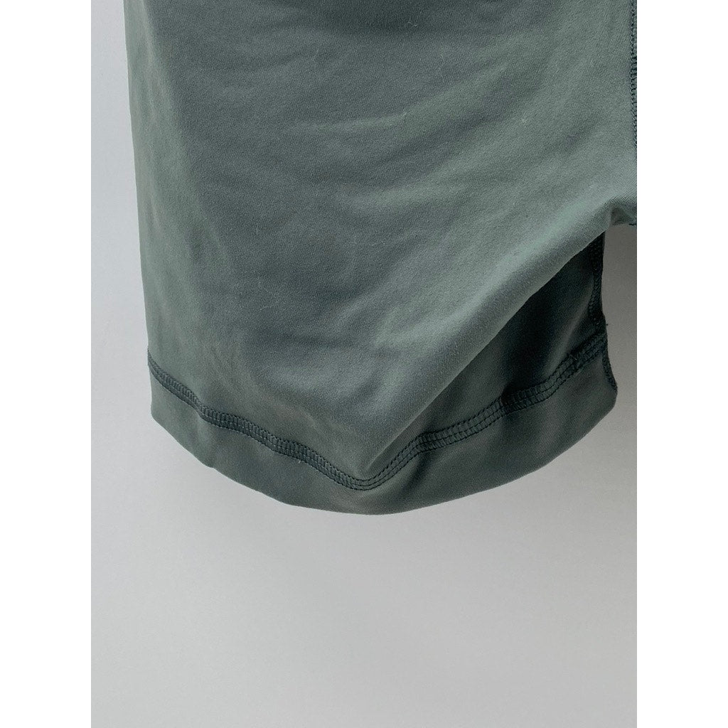 90 DEGREE BY REFLEX Women's Green Solid High-Rise Pull-On Bike Shorts SZ XS