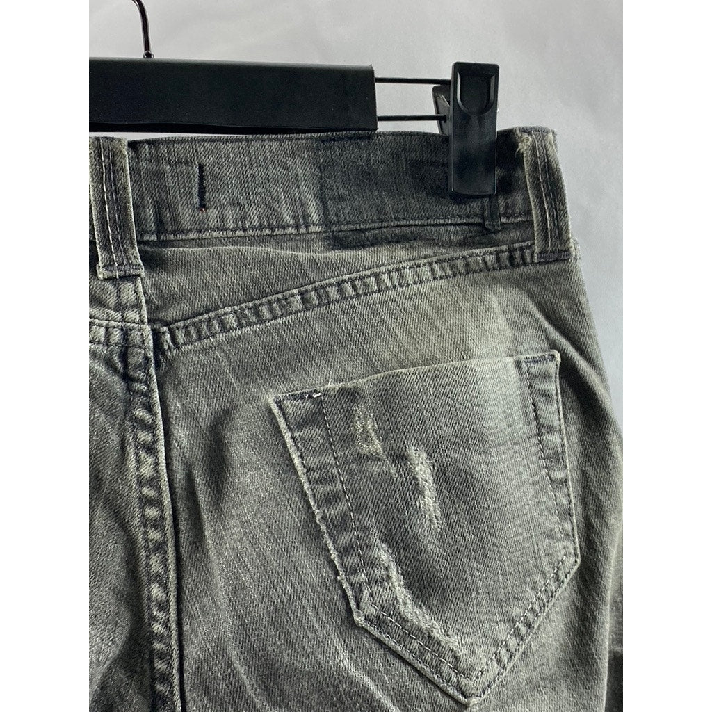 MOTOR JEANS Women's Washed Black Straight-Leg Denim Distressed Jean SZ 26