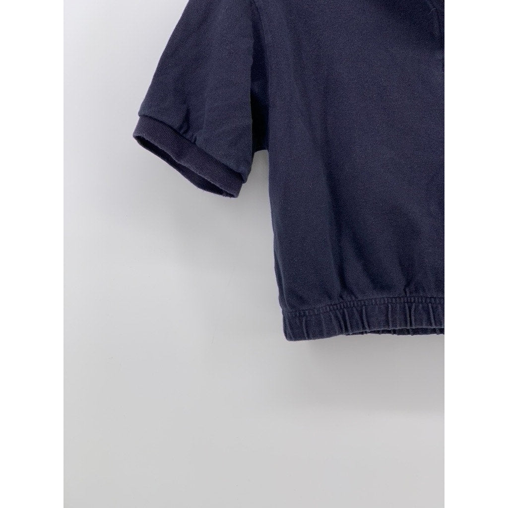 5252 BY OI OI Women's Navy Patch Logo Short Sleeve Cropped Polo Top SZ F/OS