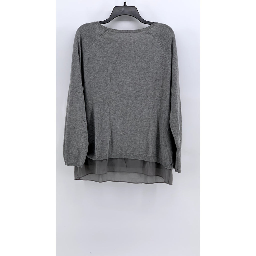 UNBRANDED Women's Gray Layered Scoop Neck Long Sleeve Top SZ M/L