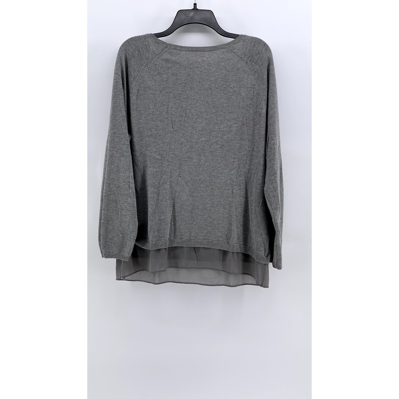 UNBRANDED Women's Gray Layered Scoop Neck Long Sleeve Top SZ M/L