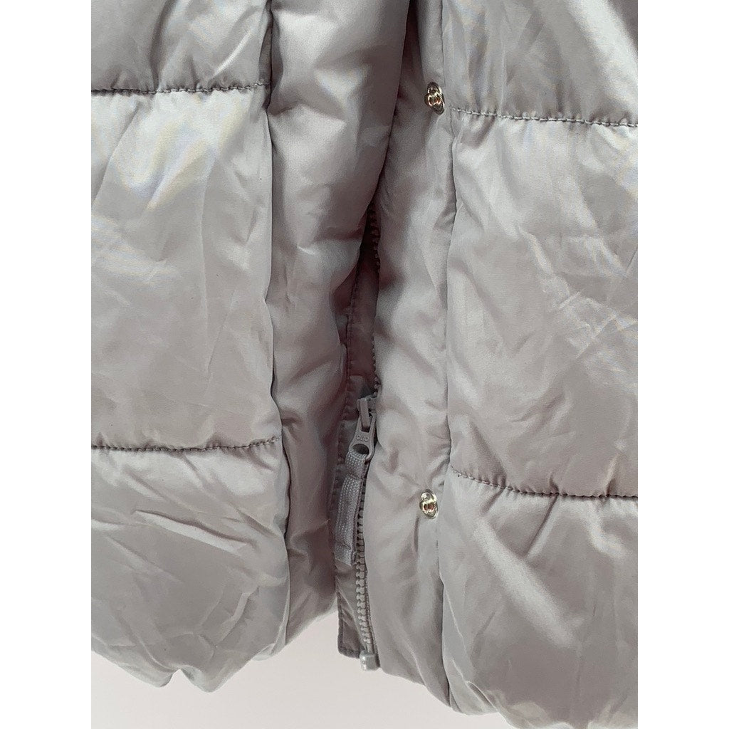 OLD NAVY Girls' Gray Zip-Up Puffer Hooded Jacket SZ XL