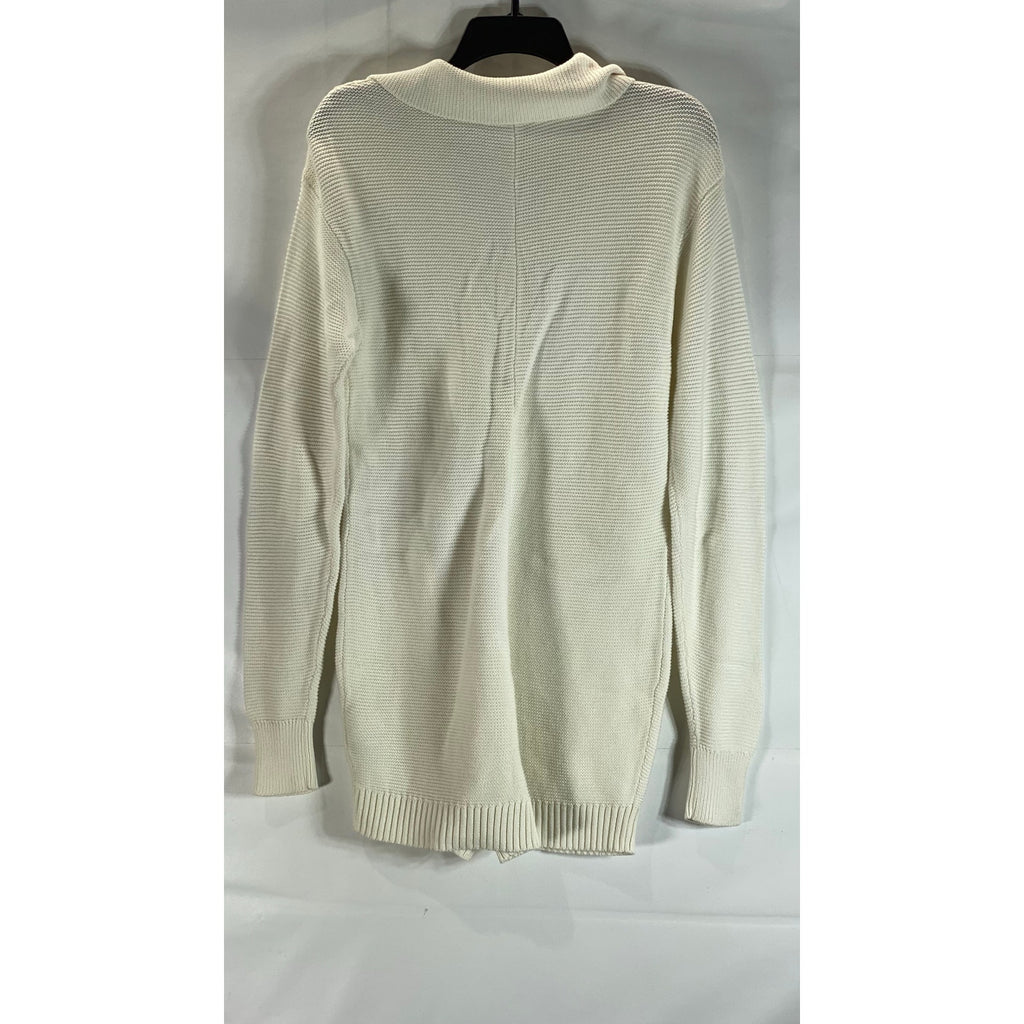 WEWOREWHAT Women's Beige Rib Knit Henley Long Sleeve Sweater Romper SZ S