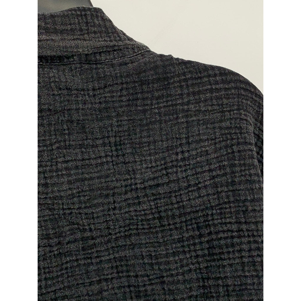 UNBRANDED Women's Black Textured Open-Front Long Sleeve Cardigan SZ M