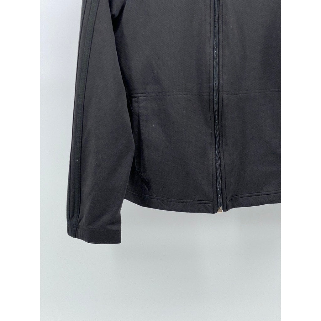 ADIDAS Women's Black Mesh Zip-Up Long Sleeve Active Hooded Jacket SZ M