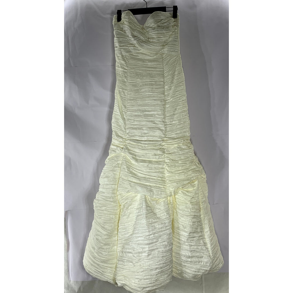 N PHASE FASHION Women's Cream Textured Strapless Gown SZ 6