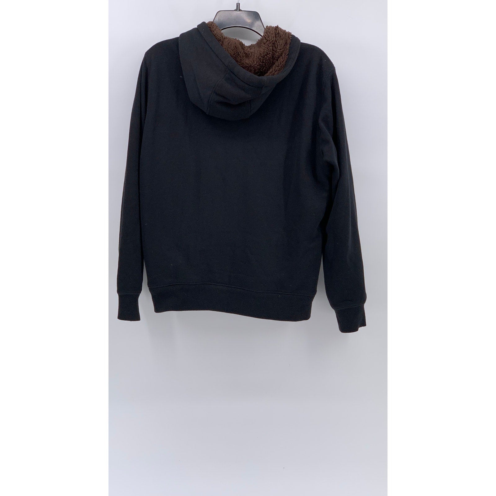 UNIQLO Men's Black-Brown Faux-Fur Hooded Zip-Up Long Sleeve Sweater SZ S