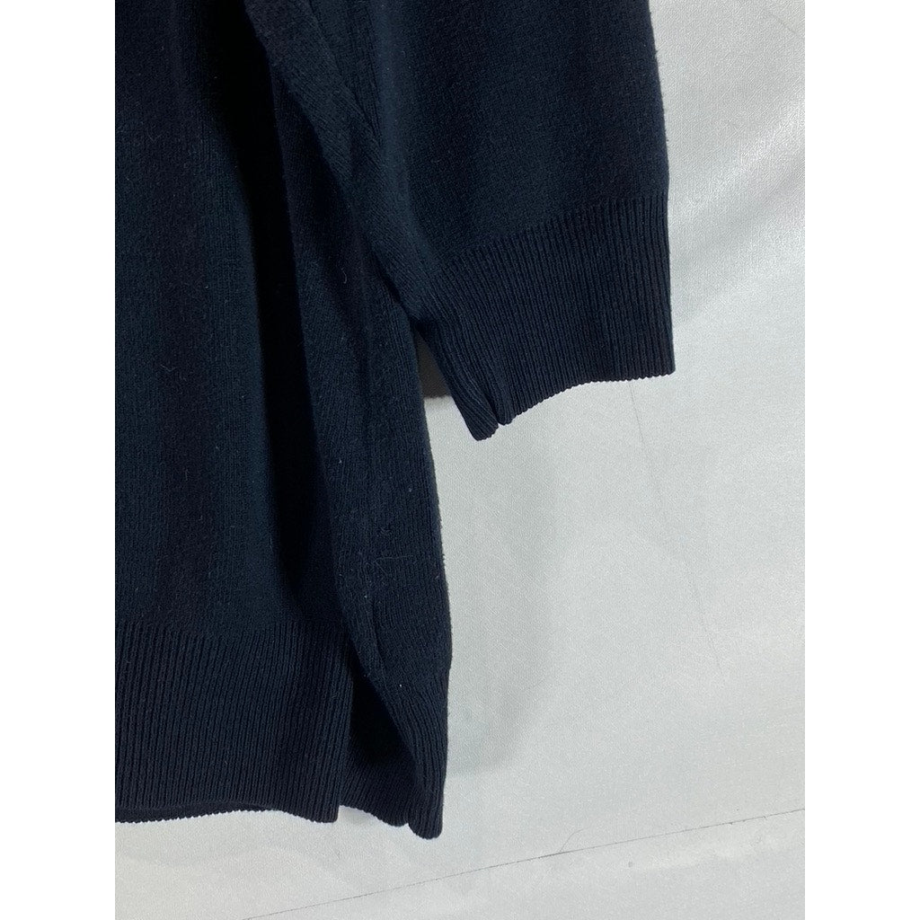 CROFT & BARROW Women's Black Plus Size Elbow Sleeve Button-Front Cardigan SZ 1X