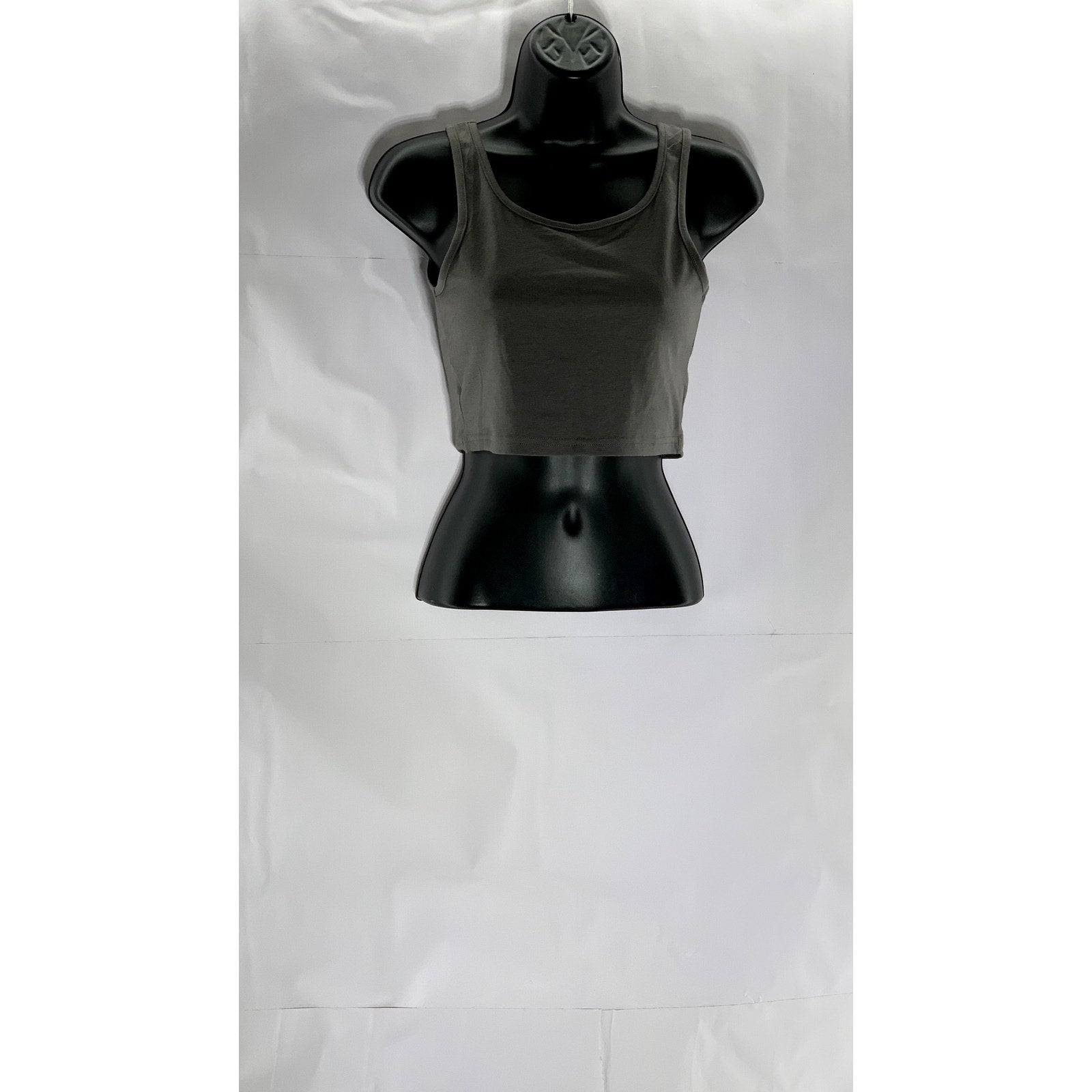 SHEIN Women's Dark Gray Scoop-Neck Basic Cropped Tank Top SZ S