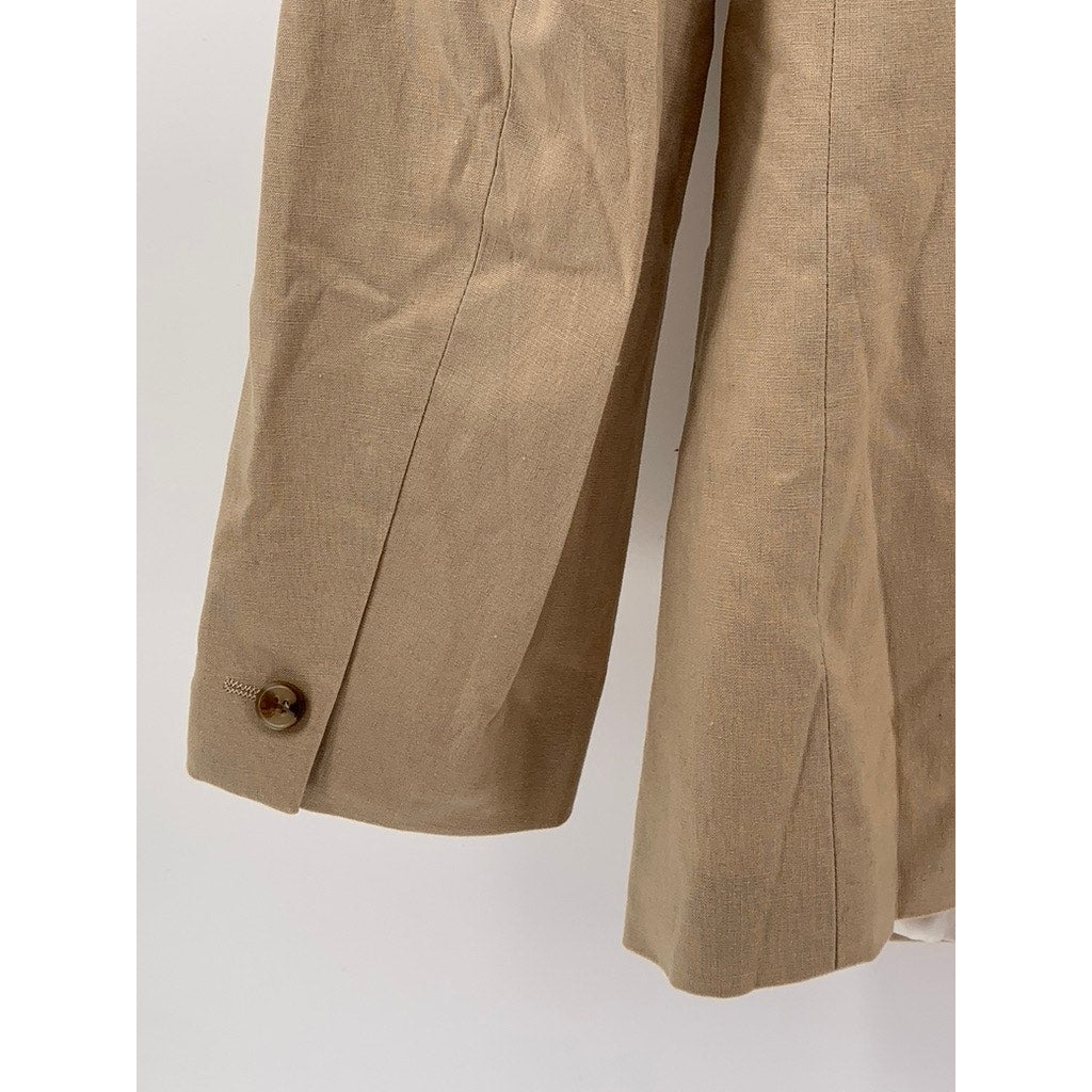 H&M Men's Tan Slim-Fit Solid Two-Button Linen Blend Blazer SZ 40R