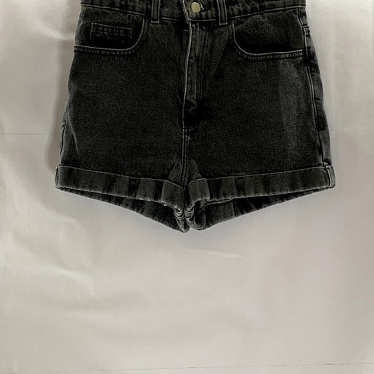 AMERICAN APPAREL JEANS Women's Stone Washed Black High-Rise Cuffed Shorts SZ 28