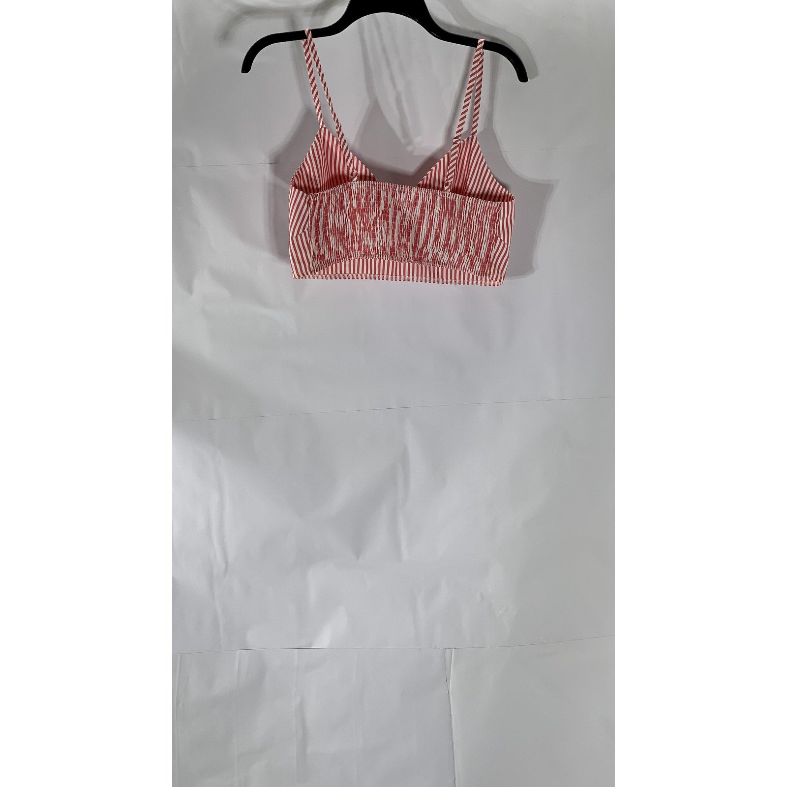 UNBRANDED Women’s Pink-White Striped Spaghetti Strap Cropped Top SZ S
