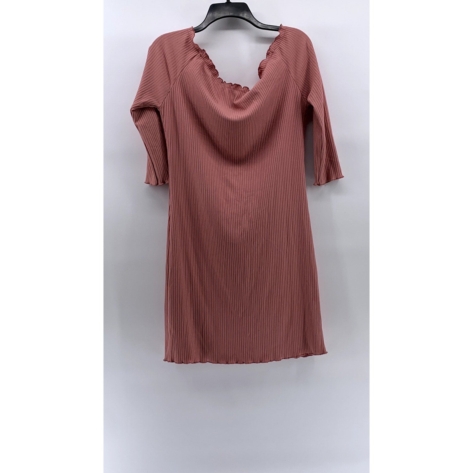 LOVE J Women's Plus Size Pink Ribbed Short Sleeve Bodycon Mini Dress SZ 1X