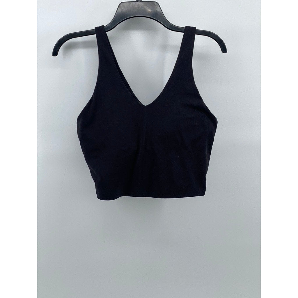 UNBRANDED Women's Black V-Neck Casual Cropped Tank Top SZ S