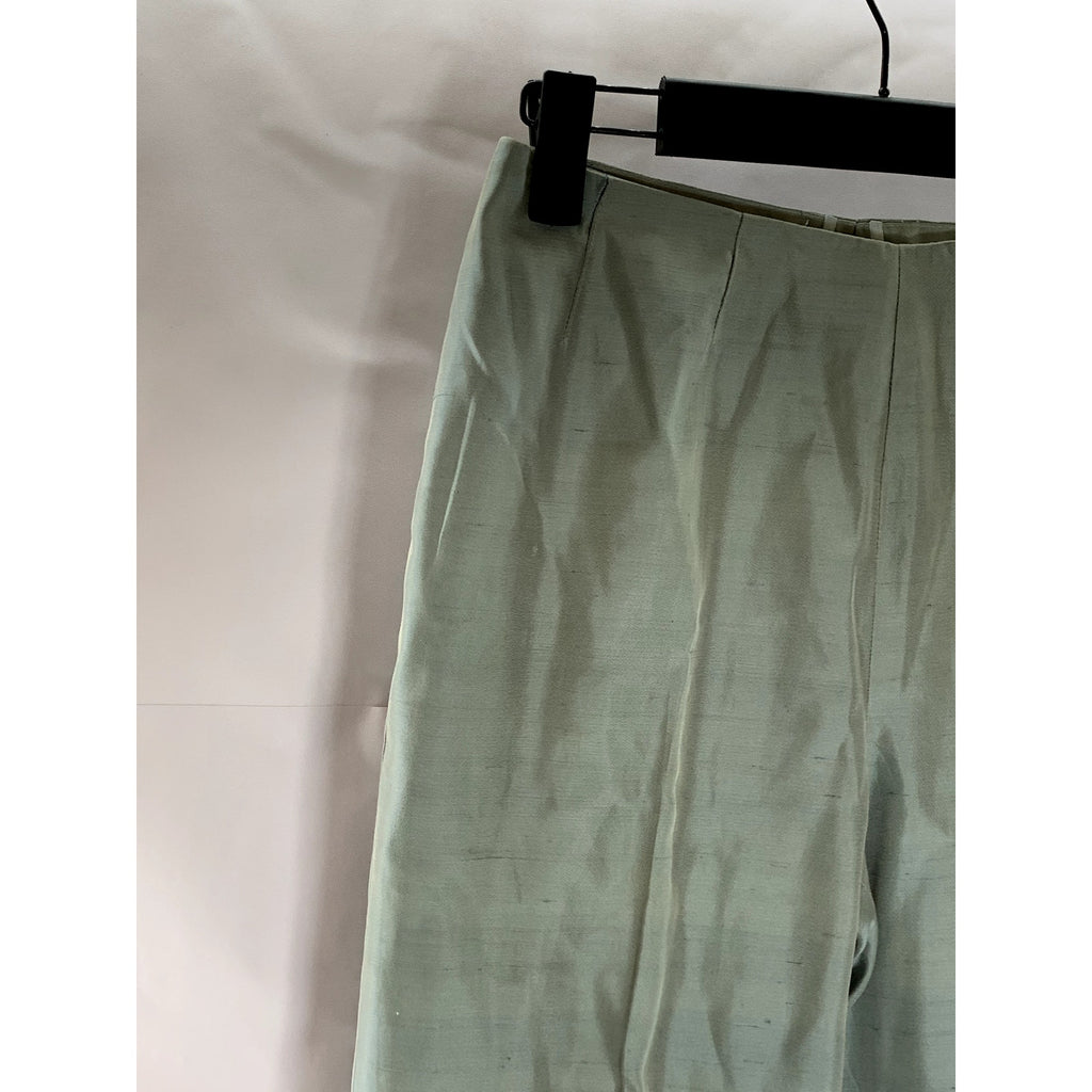 AKRIS Women's Light Green Cotton/Silk Straight-Leg Side-Zip Dress Pant SZ 4