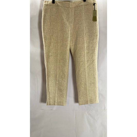 EXPRESS Women's Gold Metallic Editor Low-Rise Straight Ankle Pants SZ 14R