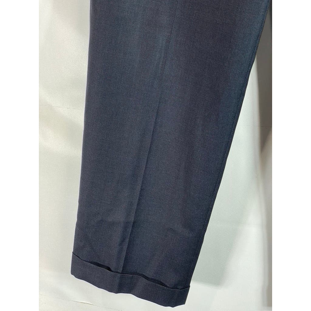 BROOKS BROTHERS Men's Black Solid Pleated-Front Cuffed Wool Dress Pants SZ 36X30