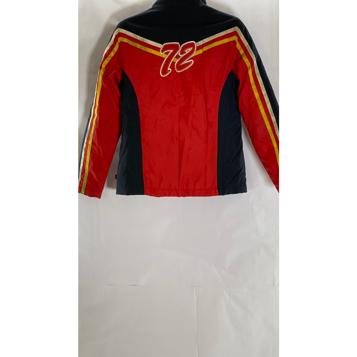 ECKORED Women's Vintage Red/Black Racecar Zip-Up Stand Collar Jacket SZ S