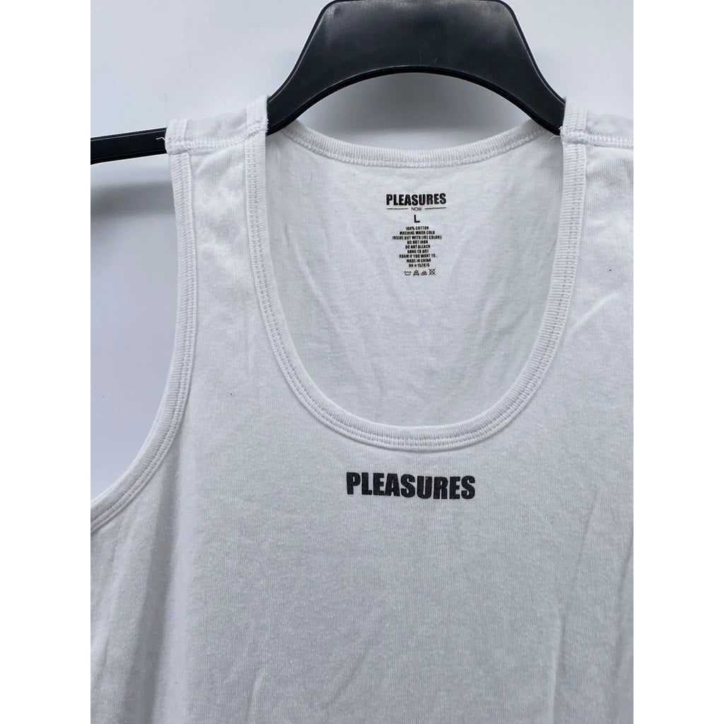 PLEASURES NOW Men's Scoop-Neck Logo Casual Regular-Fit Tank Top SZ L