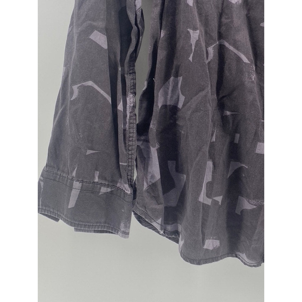 C31 ROTC Men's Gray Printed Regular-Fit Button-Up Long Sleeve Shirt SZ 42(L)