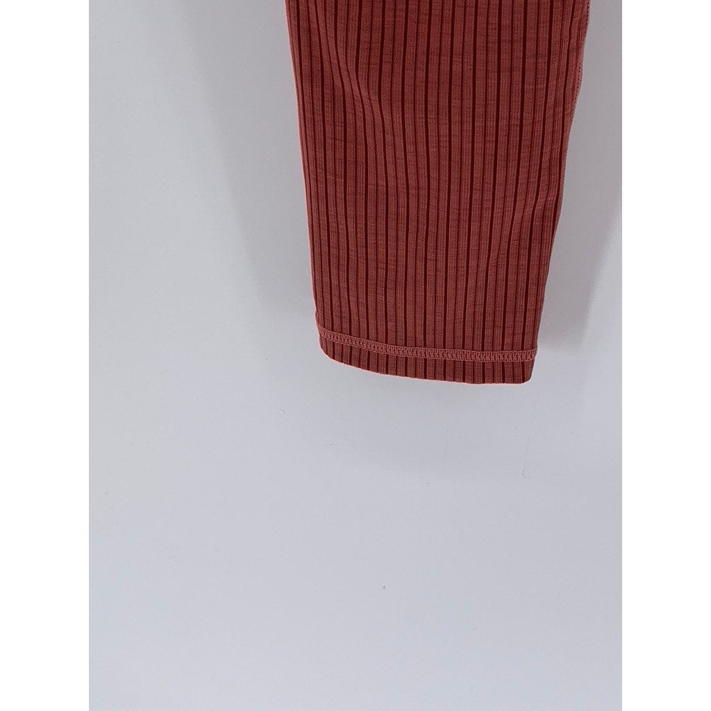 PRANA Women's Orange Ribbed Elastic-Waist Pull-On Leggings SZ L