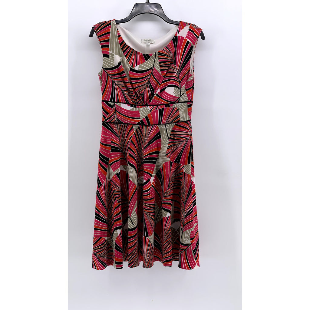 DRESSBARN Women's Red Printed Sleeveless Midi A-Line Dress SZ 4