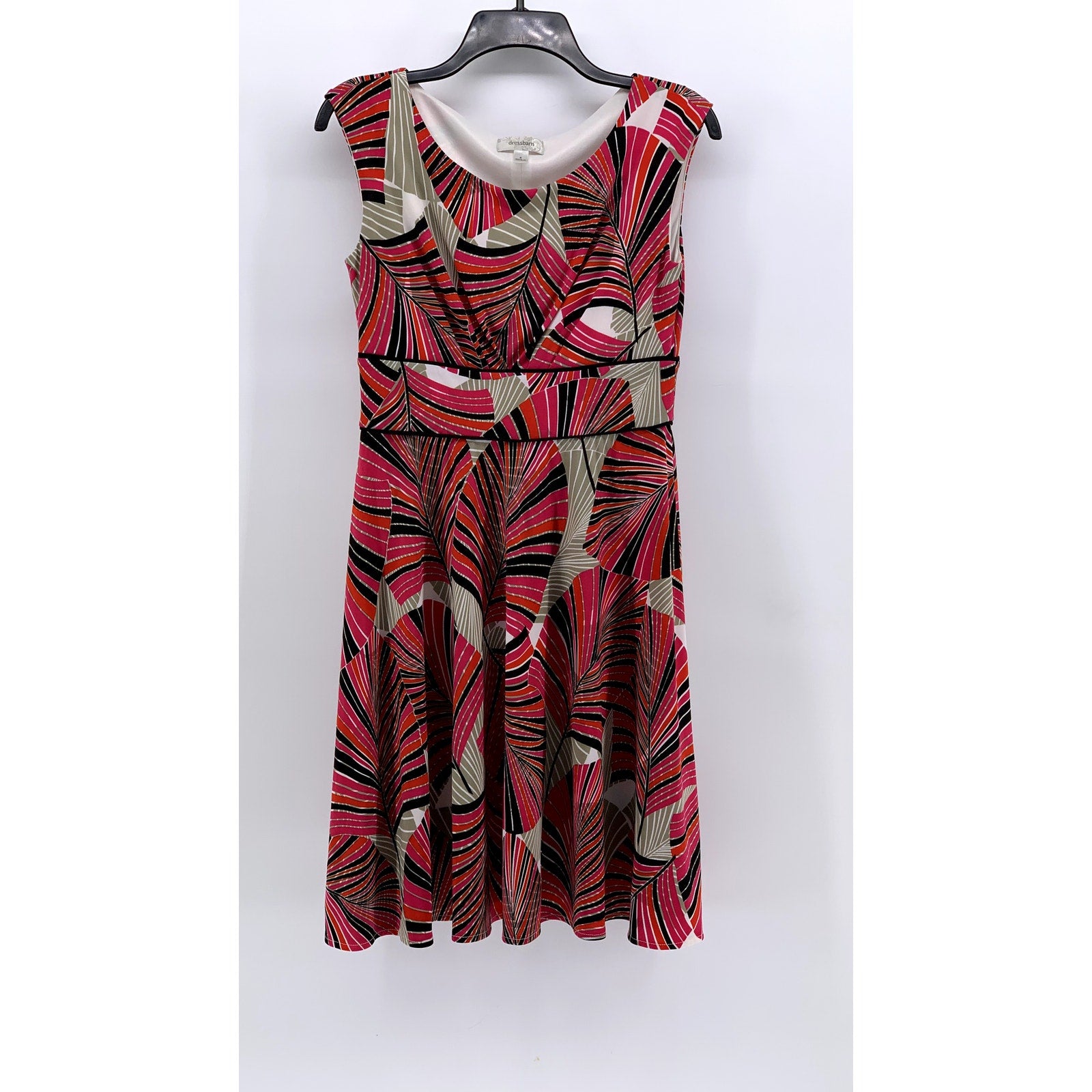 DRESSBARN Women's Red Printed Sleeveless Midi A-Line Dress SZ 4
