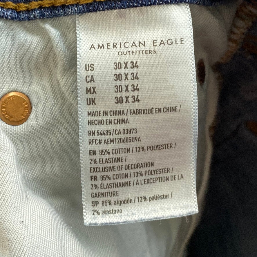 AMERICAN EAGLE Men's Dark Blue Ne(x)t Level Flex Slim Straight Jean SZ 30X34