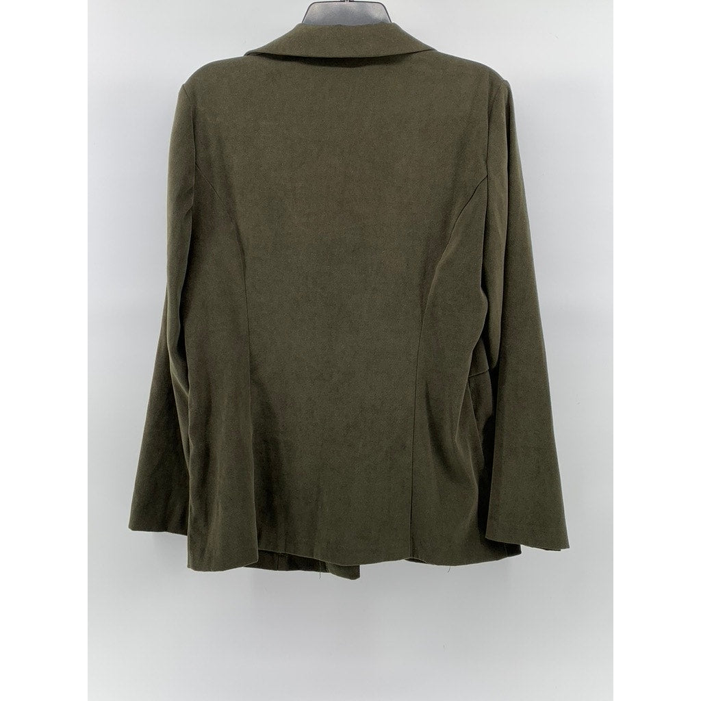 FASHION BUG Women's Vintage Olive Green Three-Button Notch Collar Coat SZ M