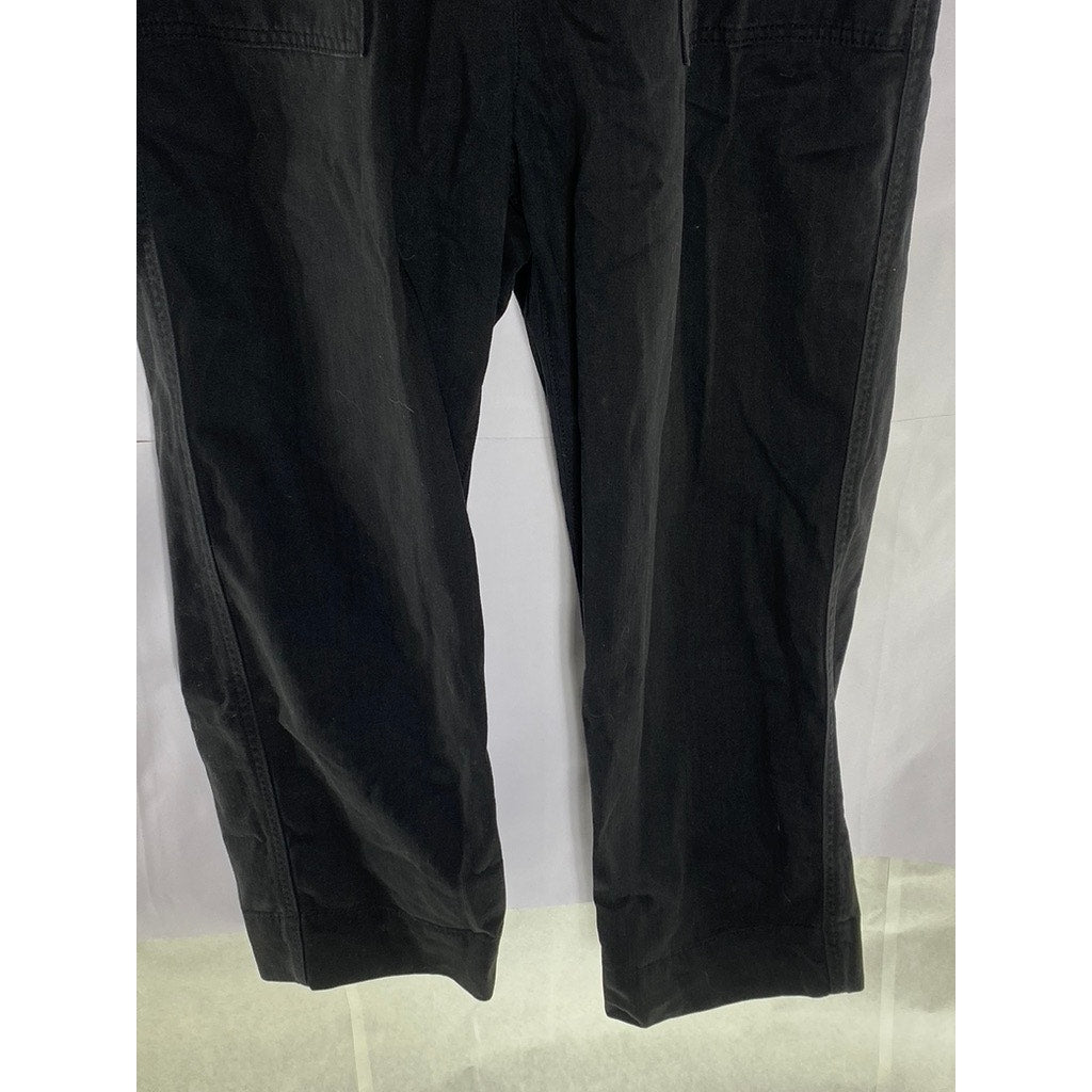 GAP Women's Petite Black Solid Demin Sleeveless Front Zip Jumpsuit SZ 10P