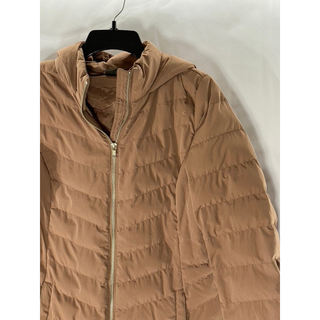 32 DEGREES HEAT Women's Salmon Pink Zip-Up Hooded Puffer Jacket SZ S