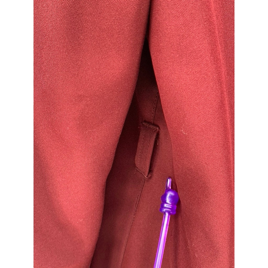 ILGWU Women's Vintage Burgundy Button-Up Notch Collar Wool-Blend Coat SZ L