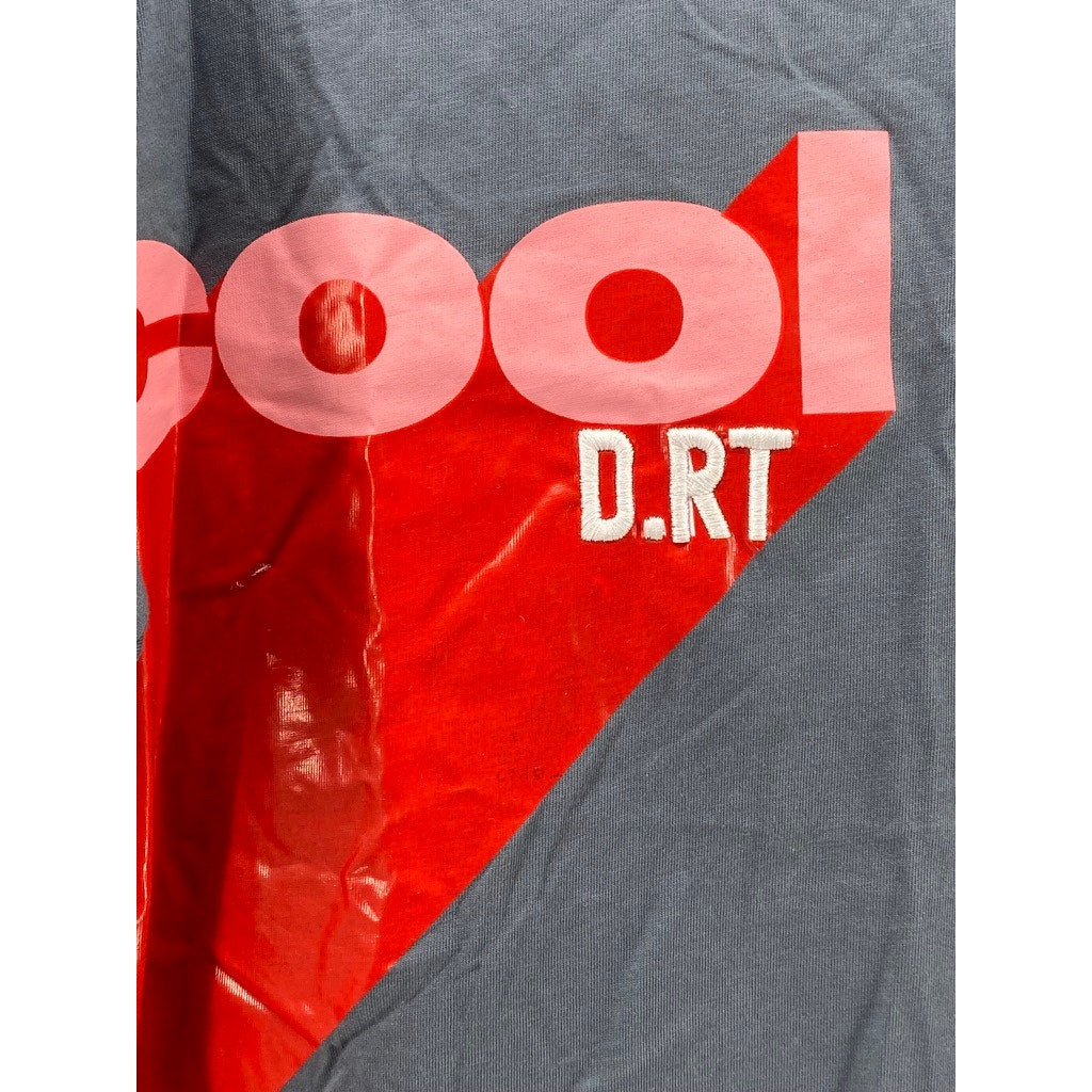 D.RT Men's Gray-Red Cool Stripe Crewneck Graphic Short Sleeve T-Shirt SZ L
