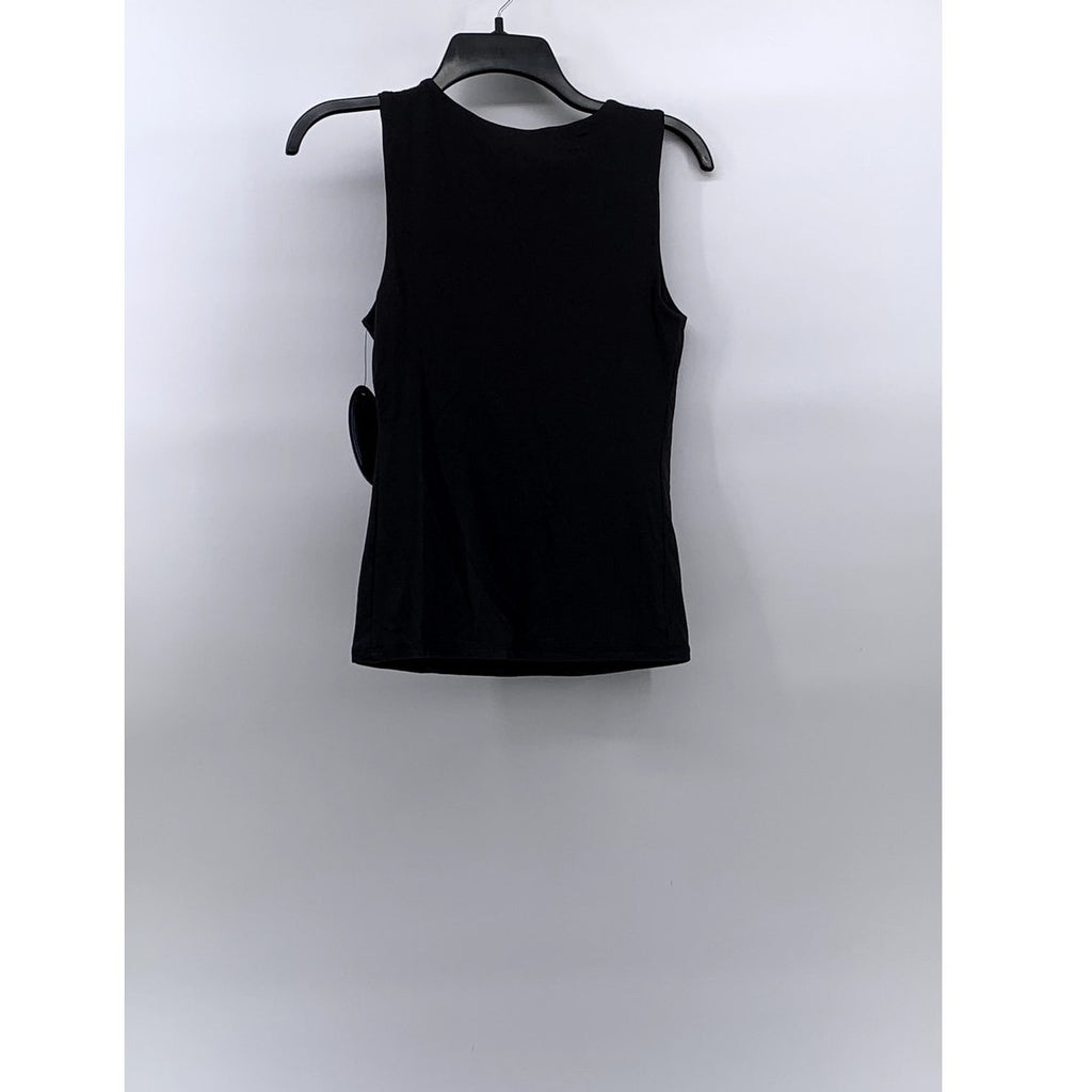 SCOOP Women's Black Scoop-Neck Rib Knit Sleeveless Top SZ S