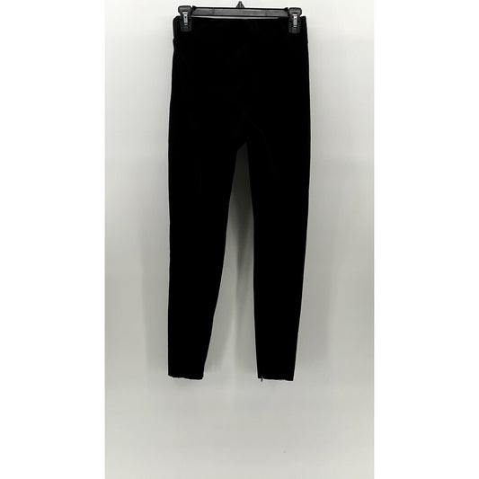 ZARA BASIC Women's Black Faux Suede Pull-On Tapered Zipper-Hem Pant SZ XS