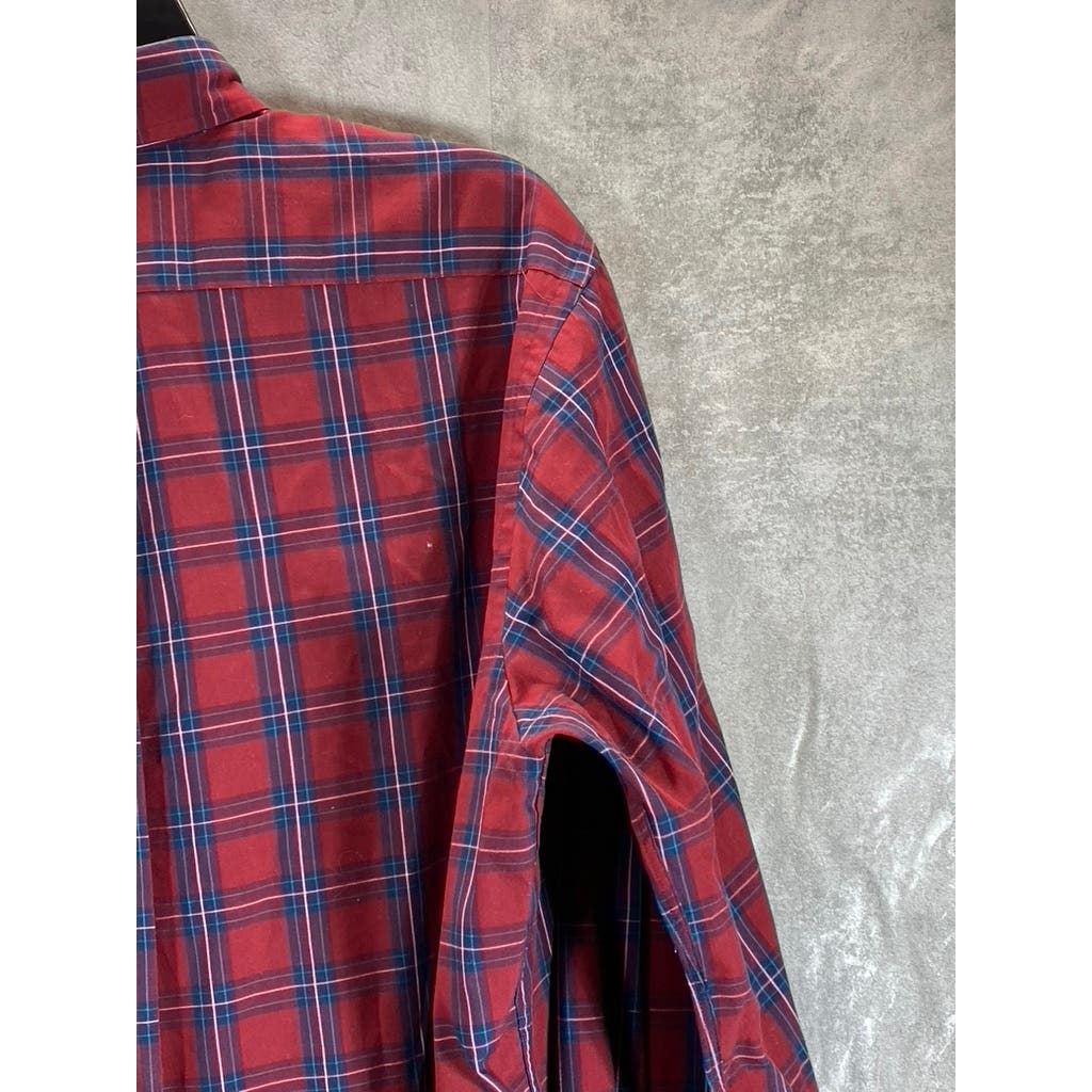 GANT Men's Red Hunt Plaid Vintage Button-Up Long Sleeve Shirt SZ L
