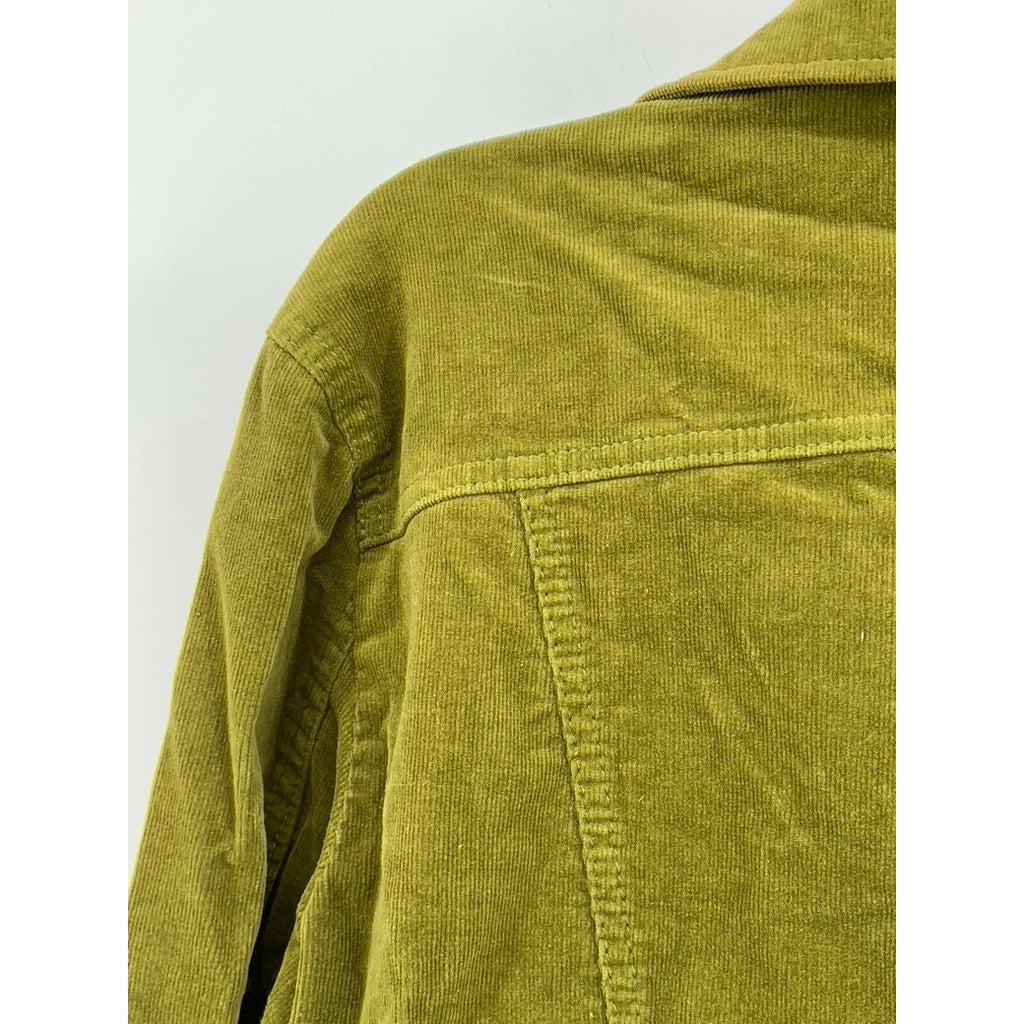LIVE A LITTLE Women's Vintage Green Olive Corduroy Shirt Button Jacket SZ PL