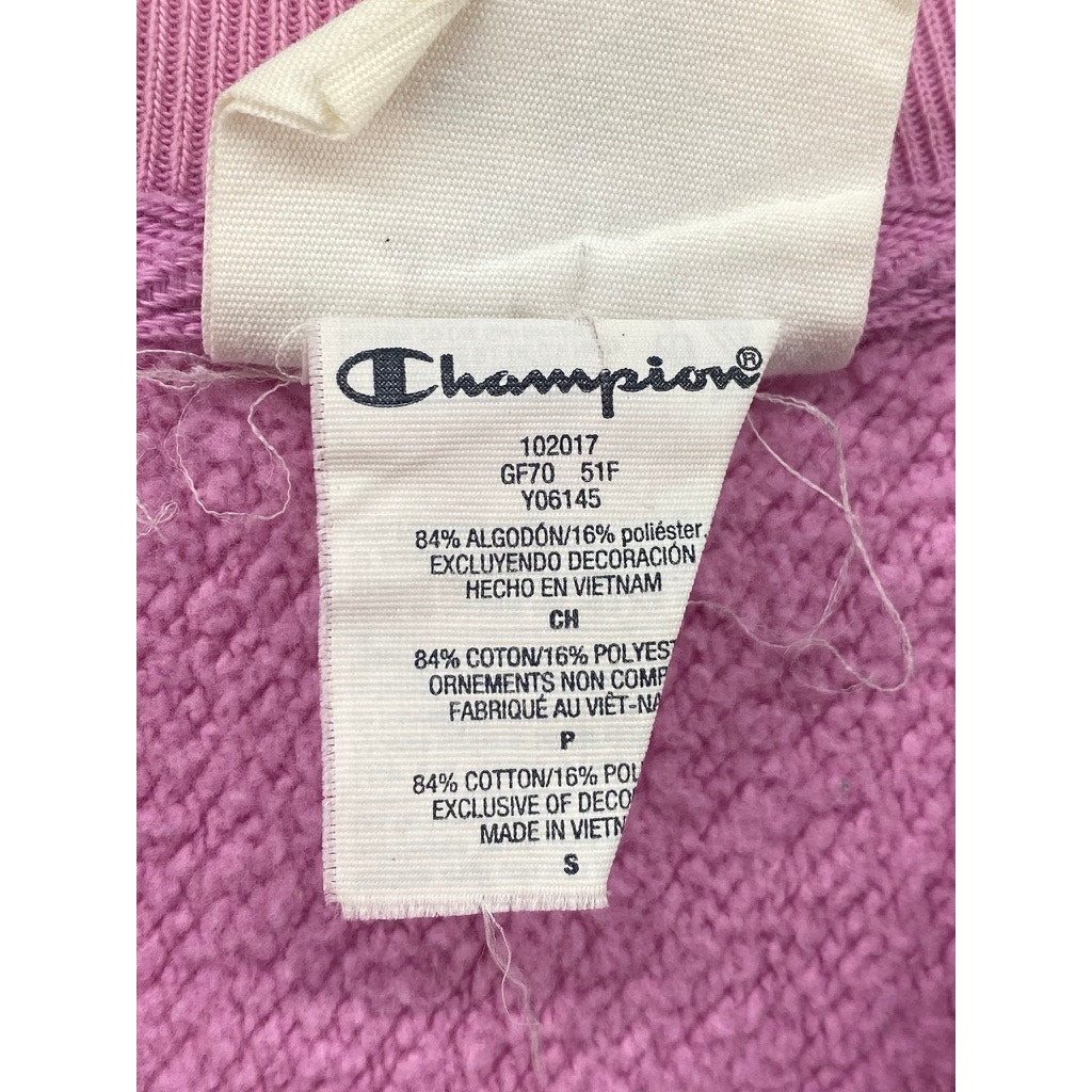 CHAMPION Women's Vintage Pink Reverse Weave Crewneck Cutoff Sweatshirt SZ S