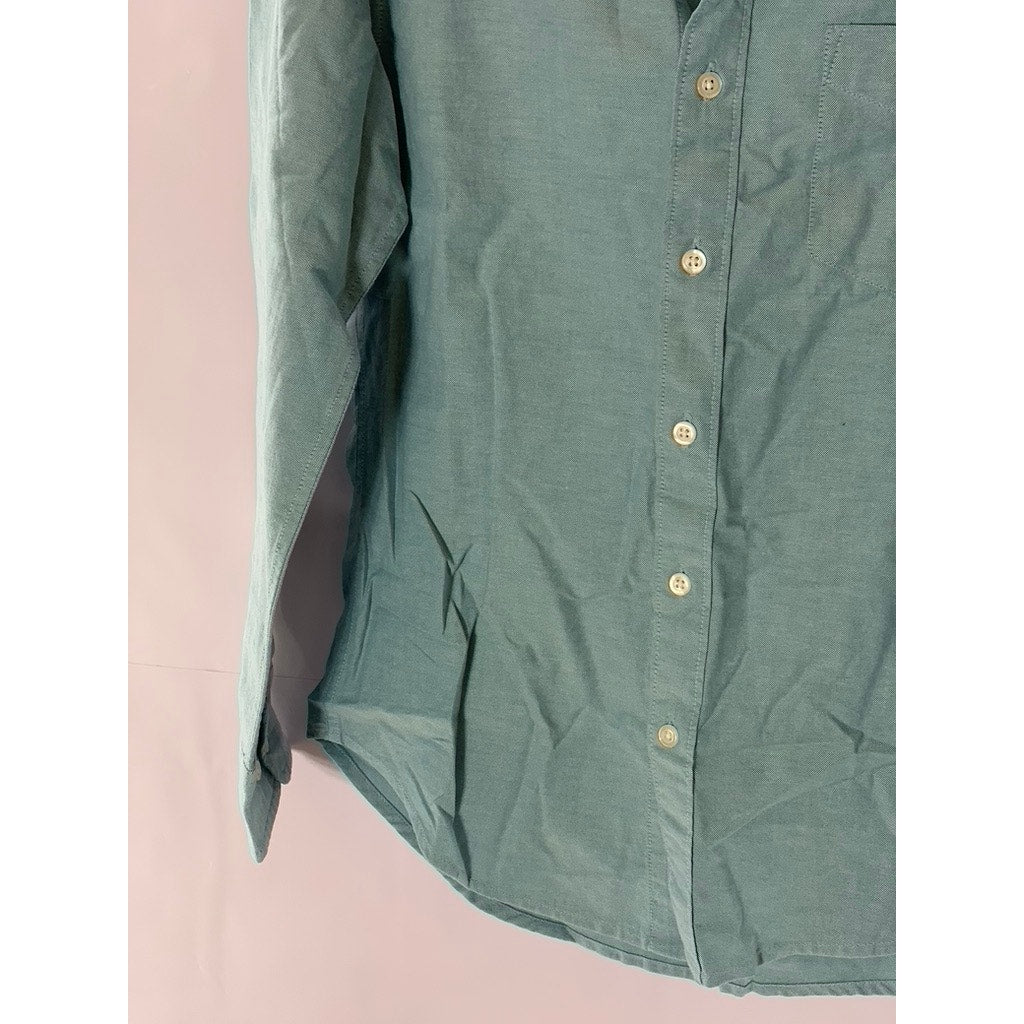 BONOBOS Men's Teal Textured Slim-Fit Short Long Sleeve Button-Up Shirt SZ S