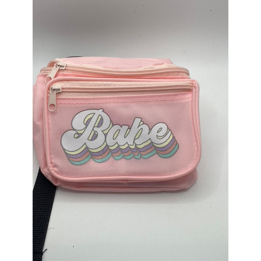 UNBRANDED Women’s Light Pink Babe Logo Fanny Pack SZ OS