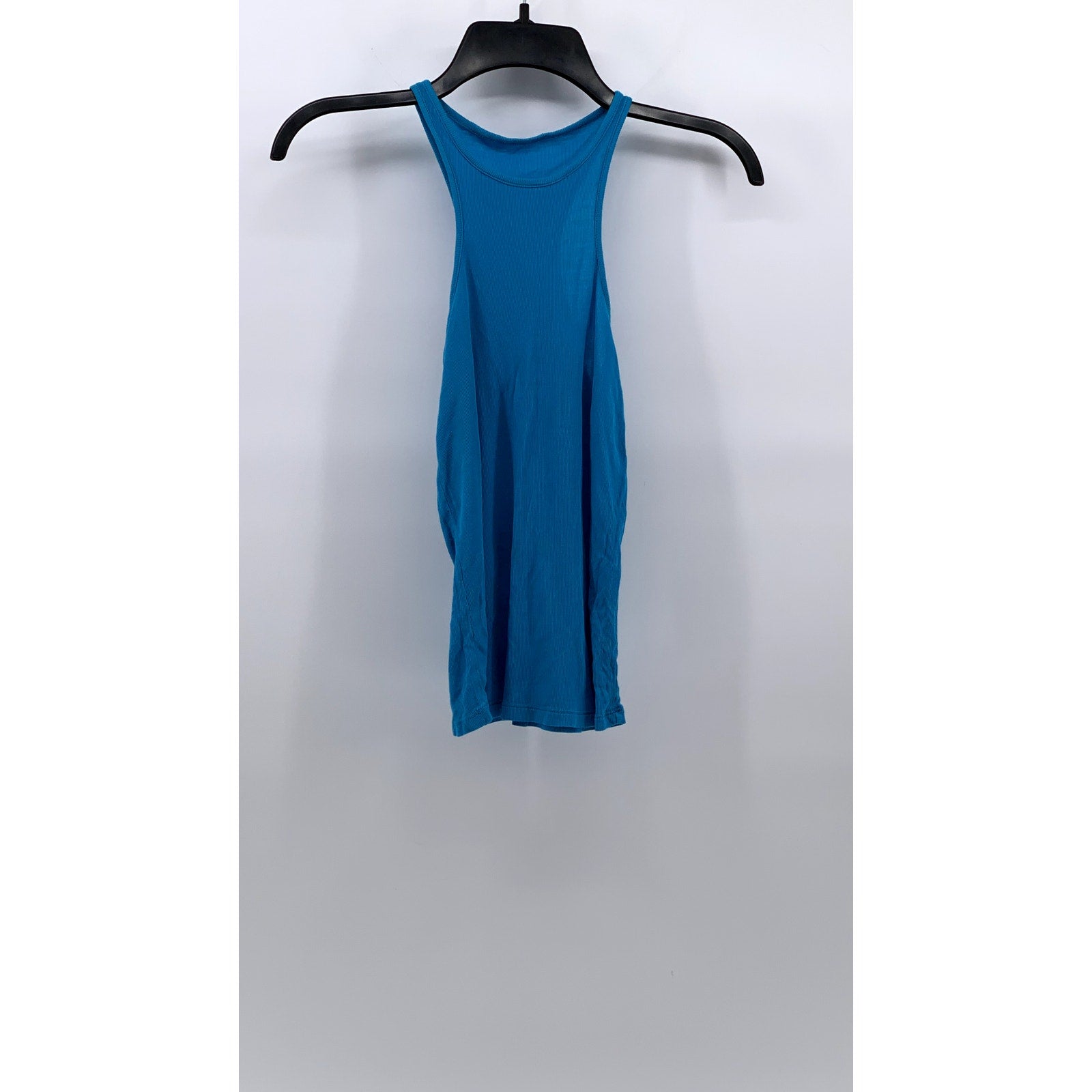 UNBRANDED Women's Blue Ribbed Crewneck Casual Tank Top SZ S