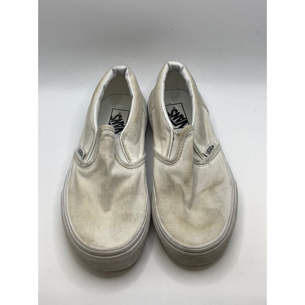VANS Unisex Kids White Canvas Classic Slip-On Sneakers SZ 3