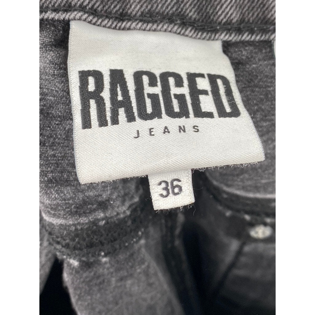 RAGGED Women’s Black Butt-Cut Straight-Leg Five-Pocket Denim Jeans SZ 36(US4)