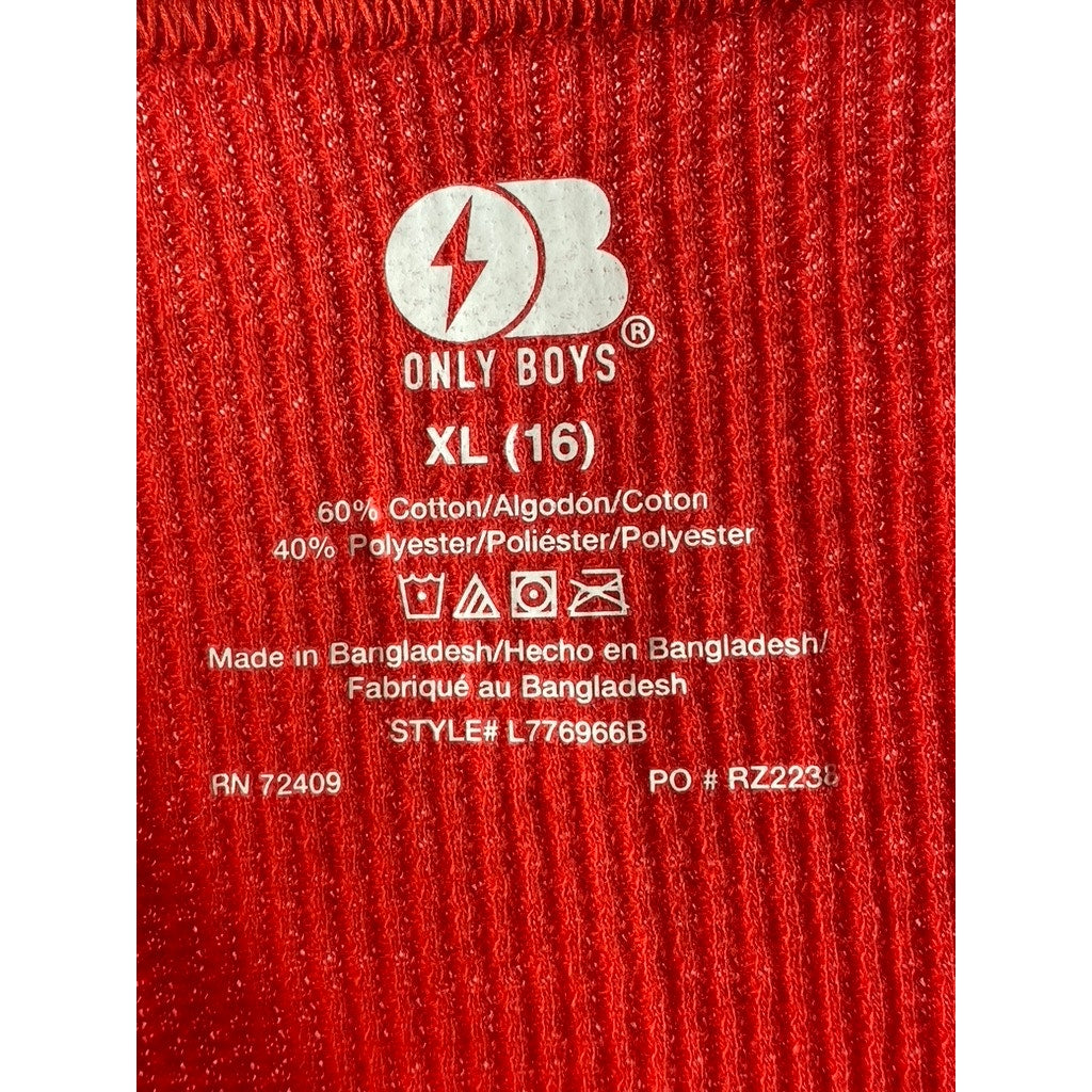 ONLY BOYS Boy's Red Crewneck Long Sleeve Thermal Shirt SZ XL(16)