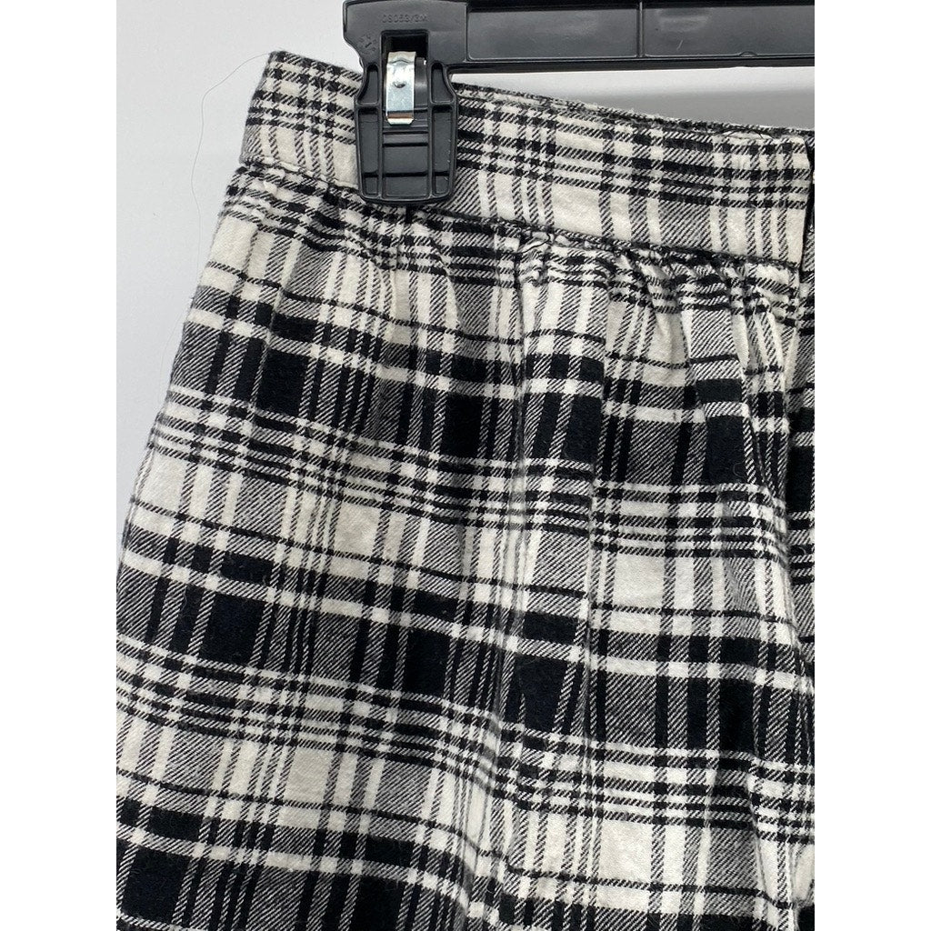 FOREVER 21 Women's Black-White Plaid A-Line Mini Skirt SZ S
