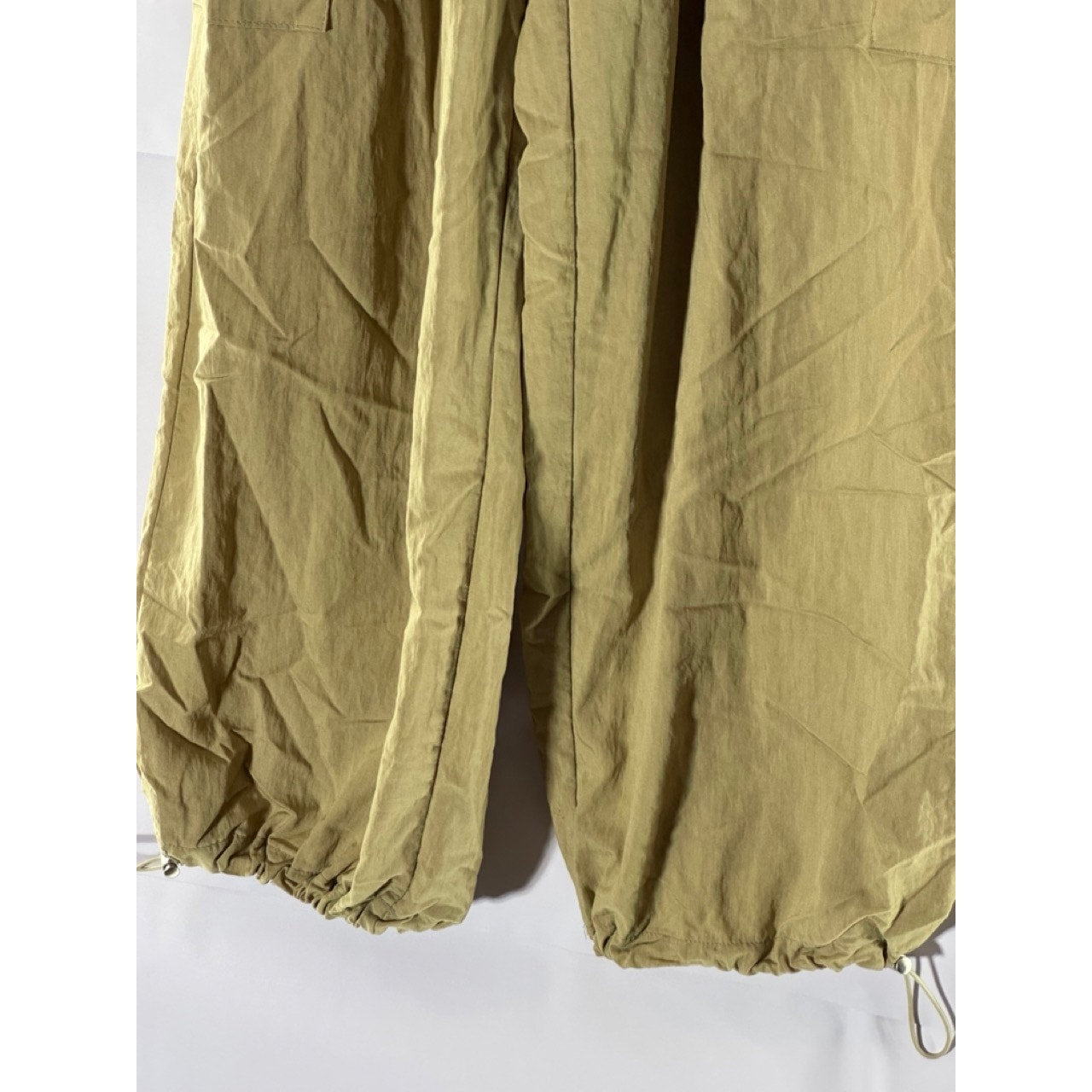 Women's Tan Cargo Bungee-Hem Pull-On Elastic Waist Pants SZ S