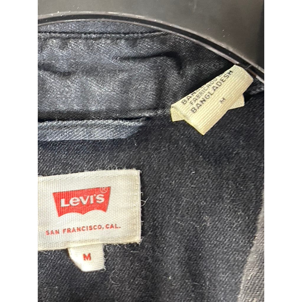 LEVI'S Men's Black Sawtooth Western Denim Regular-Fit Snap-Button Shirt SZ M